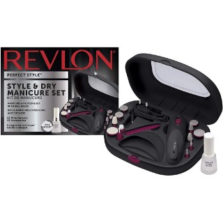 REVLON Style/Dry Set Manucure Pédicure avec Séchoir Intégré/Cadeau Vernis Top Coat