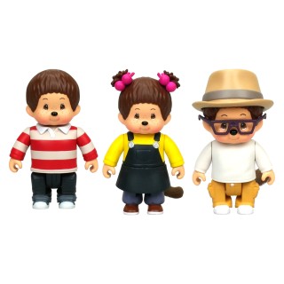Monchhichi - Set de 3 figurines Articulée Kauri-Saule-Hanae - 7,5 cm - Jouet Maternelle