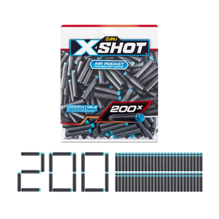 XSHOT- X-Shot Excel Sacs en Aluminium pour fléchettes Recharges Mousse, 36592, 200 Dart Foil Bags
