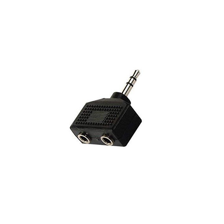 APM 422025, Adaptateur Jack, Diviseur Stéréo, Jack 3,5mm/2, Mâle vers Double Femelle, Compatible avec Ordinateur, Ecouteur, Télé