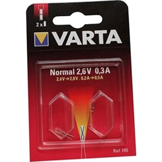 Varta 705 Lot de 2 Ampoules bi-pin 2,6 V 0,3 A