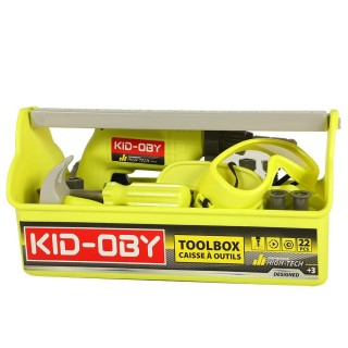 KID-OBY - Caisse Outils 22 pcs Complète - Visseuse Perceuse, Tournevis, Pinces, Marteau... - Jouet Bricolage Enfant Réaliste - J