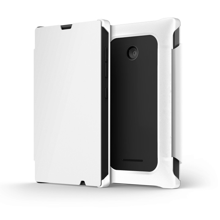 Mozo Works With Lumia MOZ435FW Etui Flip pour Nokia Lumia 435 Blanc