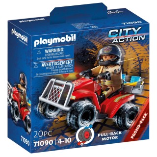 Playmobil 71090 Pompier et Quad - City Action - avec Un Personnage, Un Quad avec Moteur à rétro-Friction et Divers Accessoires -