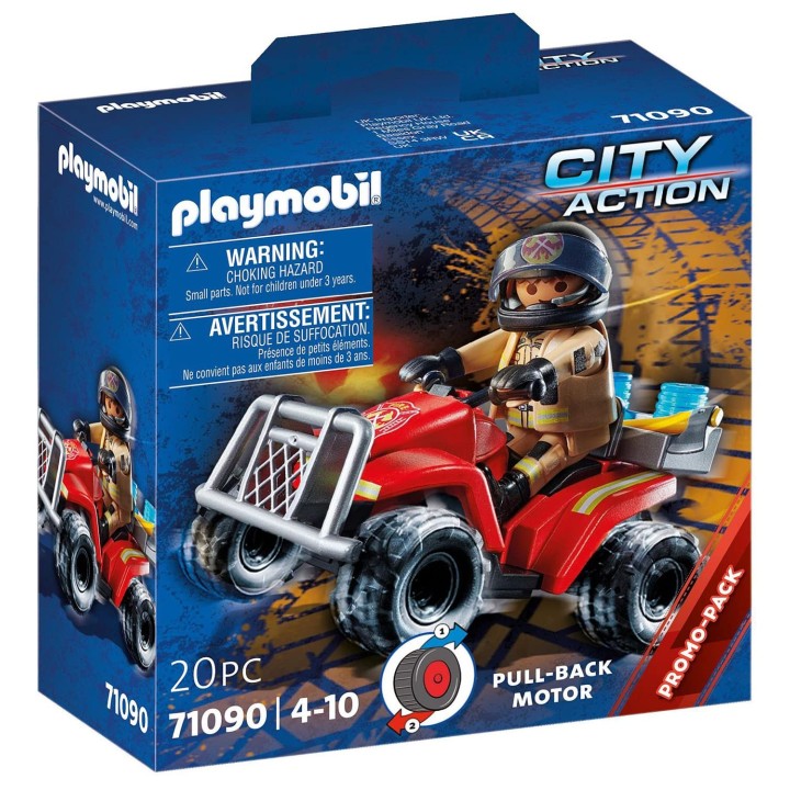 Playmobil 71090 Pompier et Quad - City Action - avec Un Personnage, Un Quad avec Moteur à rétro-Friction et Divers Accessoires -