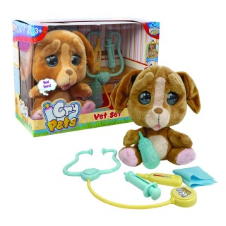 Emotion Pets Cry Pets , Peluche Chiot 22 cm, Qui boit Son biberon et pleure, Accessoires Vétérinaire, Jouet pour Enfants dès 3 A