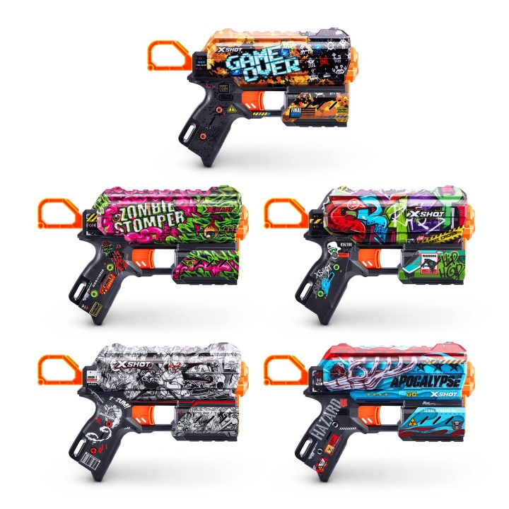 ZURU - XSHOT - Skins - Flux - Pistolet Flèches Mousse - Livré avec 8 flèches - Coloris aléaroire - Tire Jusqu’à 27 mètres - 3651