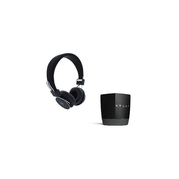 RYGHT Enceinte sans Fil + Casque Audio Exago Noir/Gris + Lumina Noir