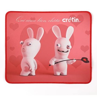 Konix Lapins crétins Tapis de souris 32 x 27 cm pour bureau PC gaming - Surface texturée antidérapante - Caoutchouc- Motif Love