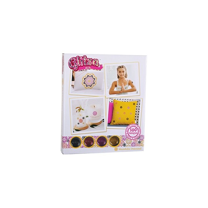 MGM - GLT7631 - Transfer Art - 100 Motifs à Pailleter - 4 Pots de Paillettes - Pinceau