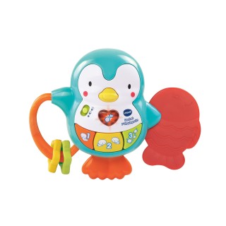 VTech - Hochet P'tit Pingouin, Hochet Bébé Interactif et Musical, Jouet d'Éveil, Anneau de Dentition, Cadeau Bébé Dès 6 Mois - C