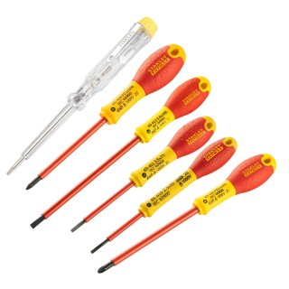 Stanley FatMax 0-65-443 Jeu De 6 Tournevis Isolés 1000V - Gamme FatMax - Fabriqué En France - Liaison Quasi Incassable - Lame En