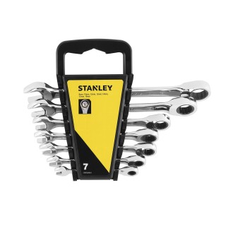 Stanley STMT82846-0 Clés Mixtes À Cliquet - Forgées En Acier Chromé - Œil Plat - 72 Dents - Angle De Reprise 5° - Manche Ergonom