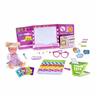 Nenuco - Happy School, pack interactif avec poupée pouvant parler 5 langues différentes, nomdreux accessoires de bureau inclus, 