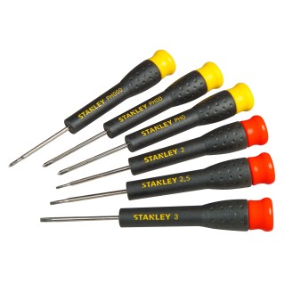 Stanley Stht0-62632 Set De 6 Tournevis Fabriqué En France - Lame En Acier Chromé - Grande Résistance - Poignée Ergonomique - Nor