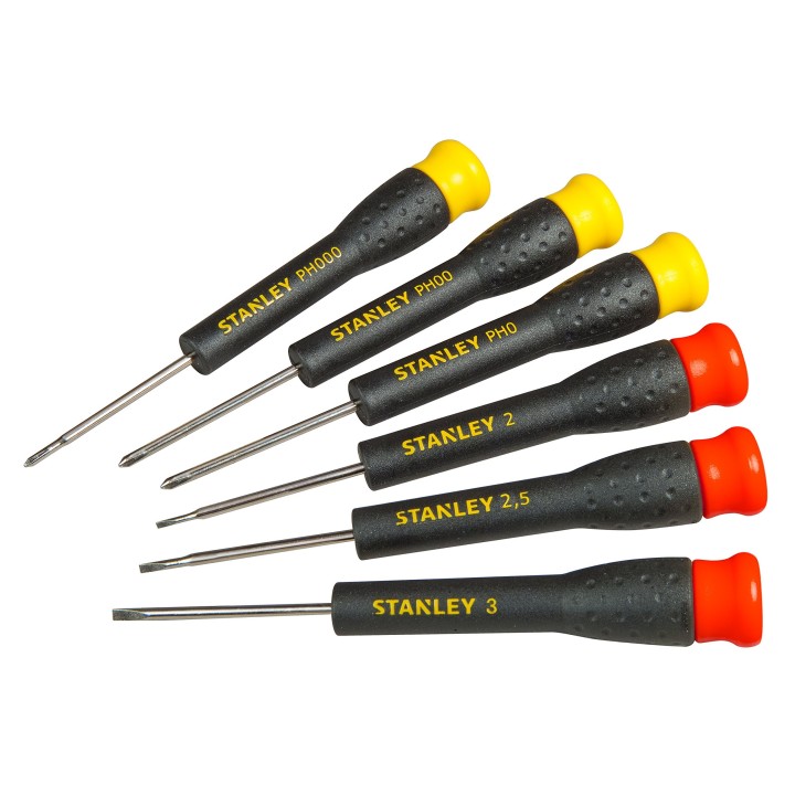 Stanley Stht0-62632 Set De 6 Tournevis Fabriqué En France - Lame En Acier Chromé - Grande Résistance - Poignée Ergonomique - Nor