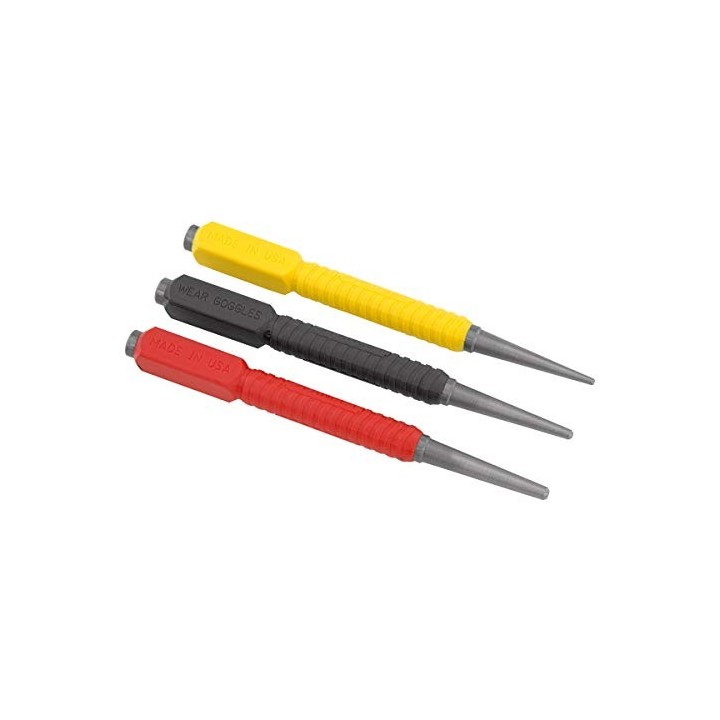 Stanley 0-58-930 Chasse clous avec Dynagrip, Multicolore, Set de 3 Pièces