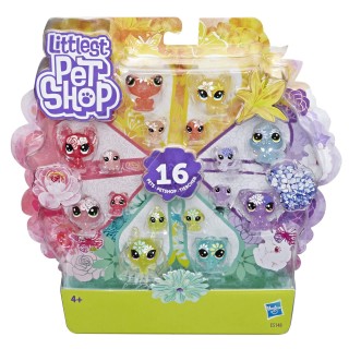 Littlest Pet Shop – Coffret de 16 Figurines Petshop - Collection Jardin Enchanté – 8 Minis Petshop et 8 Teensies Petshop