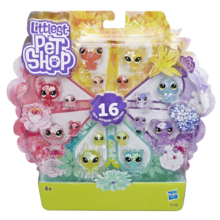 Littlest Pet Shop – Coffret de 16 Figurines Petshop - Collection Jardin Enchanté – 8 Minis Petshop et 8 Teensies Petshop