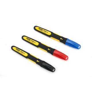 Stanley 0-47-322 Marqueurs 3 Couleurs - Gamme FatMax - Corps Bi Matière - Pointe Fine - Marqueur Permanent Résistante À L'Eau Et