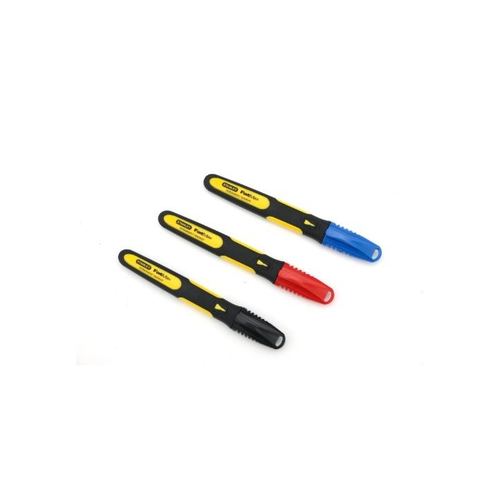 Stanley 0-47-322 Marqueurs 3 Couleurs - Gamme FatMax - Corps Bi Matière - Pointe Fine - Marqueur Permanent Résistante À L'Eau Et