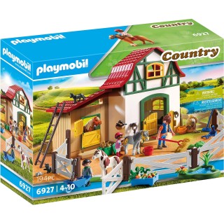 Playmobil 6927 Poney Club - Country - avec Trois Personnages, Trois poneys, Deux Boxes et Un enclos modulable - Univers Equitati