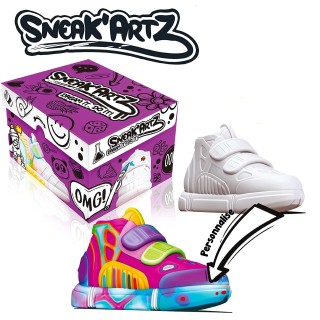 Splash Toys- Splashtoys-SNEAK'ARTZ SHOEBOX Bleue-Loisirs créatifs-Design et personnalise tes Baskets-Dès 5 Ans, 32220