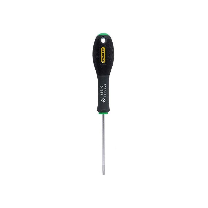 Stanley 1-65-340 Tournevis Tamper Torx Tt10X75Mm Gamme FatMax - Fabriqués En France - Lame En Acier - Sablage De L'Empreinte - P