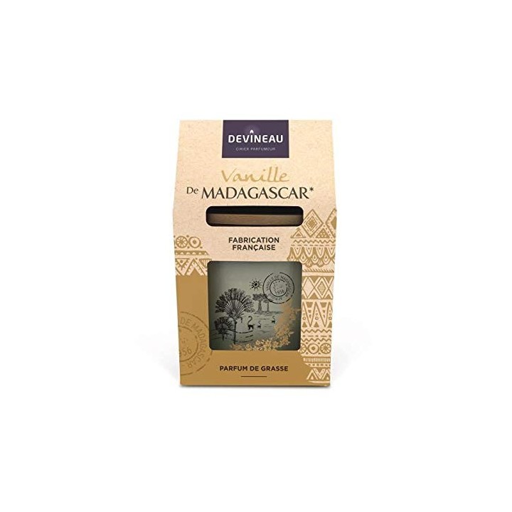 DEVINEAU Coffre bougie parfumée 2 meches - Contenant ovale - Vanille de Madagascar