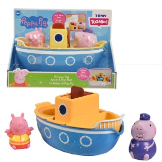 Bizak TOMY E73414 Toomies Le Jouet Bateau de Papy Pig - Bain Peppa En 4 Parties avec Arroseurs Amovibles et Moulin à Eau Convien