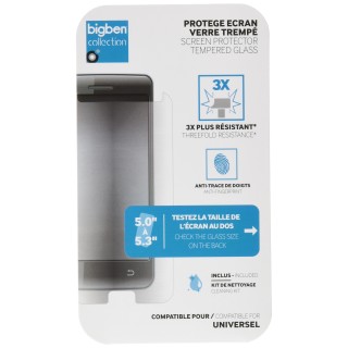 BigBen Interactive peglassuniv5 – Protecteur d'écran en Verre trempé Universel pour Smartphone de 5 à 5.3 Pouces
