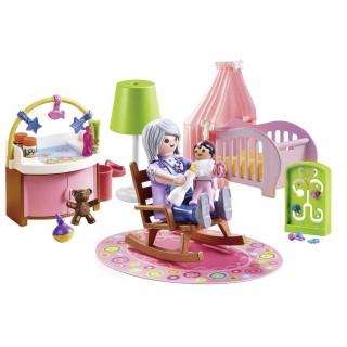Playmobil 70210 Chambre de bébé - Dollhouse - avec Deux Personnages, lit bébé, Table à Langer, Lampe sur Pied, Fauteuil à Bascul