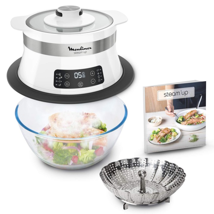 Moulinex Steam Up Cuiseur Vapeur 8 Programmes S'adapte à Tous les Formats de Plats Nettoyage Facile Nutriments Préservés Rangeme