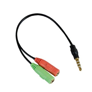 APM 422023, Adaptateur Jack 3,5mm, Micro et Casque Audio Stéréo, Splitter Mâle à Double Femelle, Compatible avec Ordinateur, Eco