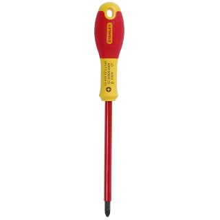Stanley 1-65-419 Tournevis Électricien Isolé Pz2 125 Mm 1000 V - Gamme FatMax - Fabriqués En France - Lame En Acier - Sablage De