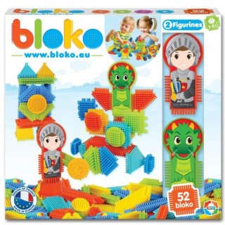 BLOKO – Coffret de 50 BIoko avec 2 Figurines Dragon – Dès 12 Mois – Fabriqué en Europe – Jouet de Construction 1er âge – 503547