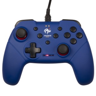 Konix FFF Manette filaire pour Nintendo Switch, Switch OLED et PC - Fonction vibration - Câble 3 m - Bleu