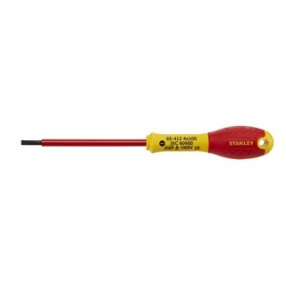 Stanley 1-65-412 - Tournevis Électricien - Gamme FatMax Isolé 1000 V Electricien 4X100Mm - Fabriqué En France - Normé - Poignée 