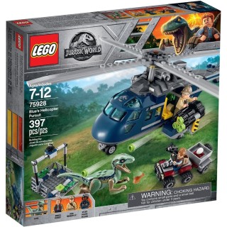 LEGO Jurassic World - La Poursuite en Hélicoptère de Blue - 75928 - Jeu de Construction, Multicolore