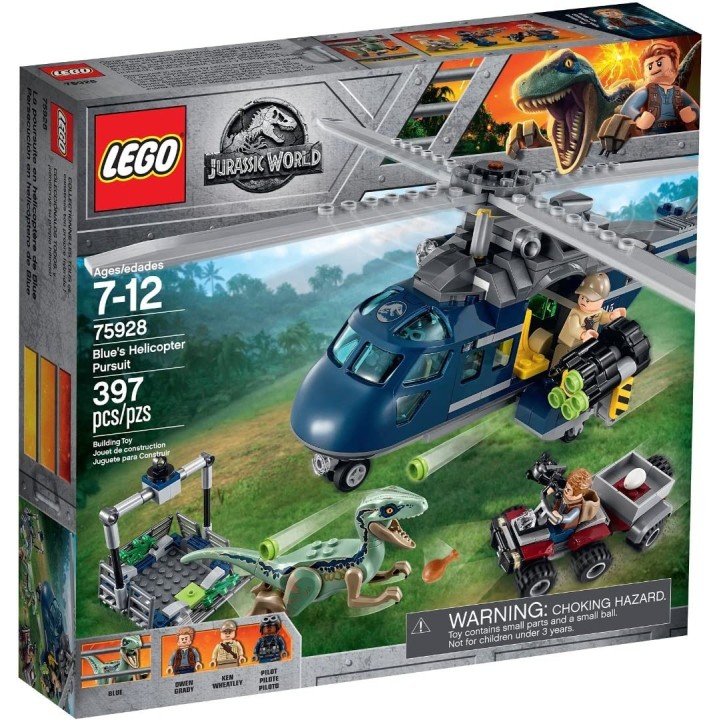 LEGO Jurassic World - La Poursuite en Hélicoptère de Blue - 75928 - Jeu de Construction, Multicolore