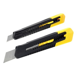 Stanley STHT10202-0 Lot de 2 Cutters Lame 9mm et Lame 18mm - Léger en Structure Plastique - Bouton Poussoir - Lame Incluse Dans 