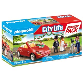 Playmobil 71077 Couple de mariés avec Photographe et Voiture - City Life - avec Trois Personnages, Une Automobile et Un Appareil