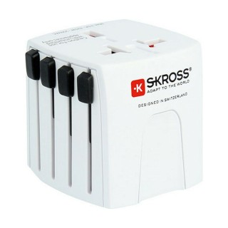 Adaptateur de Prise de Voyage Universel SKROSS - Prises France (sans terre) vers Royaume-Uni (UK), Etats-Unis (USA), Australie, 