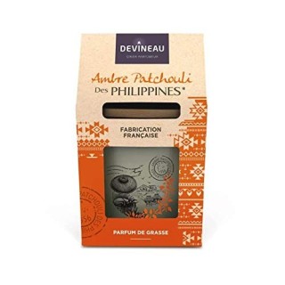 DEVINEAU Coffre bougie parfumée 2 meches - Contenant ovale - Ambre patchouli des Philippines