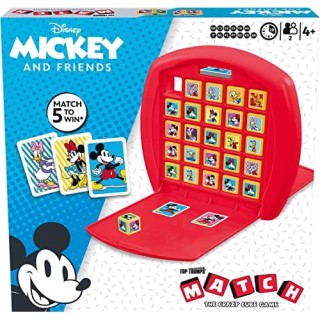 Winning Moves - Match Mickey ET Ses Amis - Aligne 5 Cubes pour Gagner - Jeu de société - 2 Joueurs - Format Voyage - Version fra