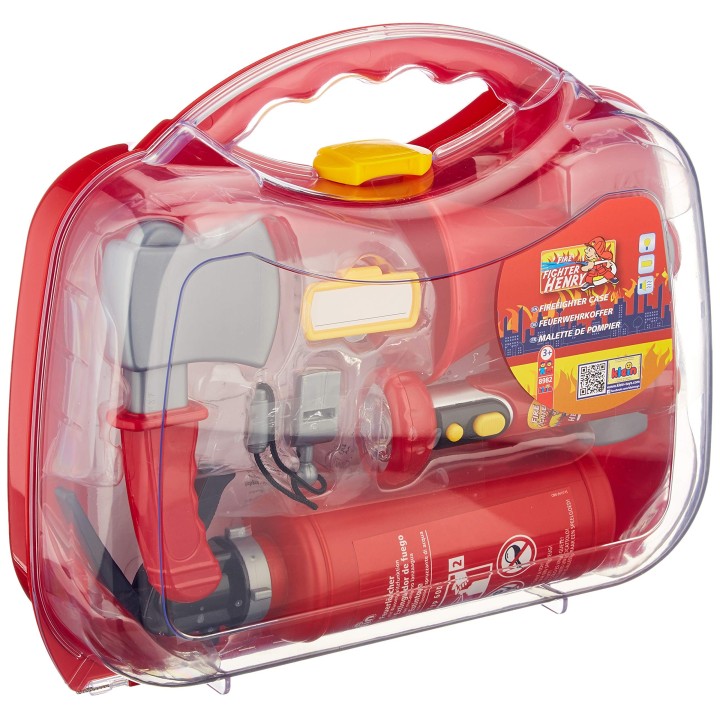 Theo Klein 8982 Mallette Pompier « Fire Fighter Henry » Comprent Un Extincteur Avec Fonction De Pulvérisation Lampetorche Piles 