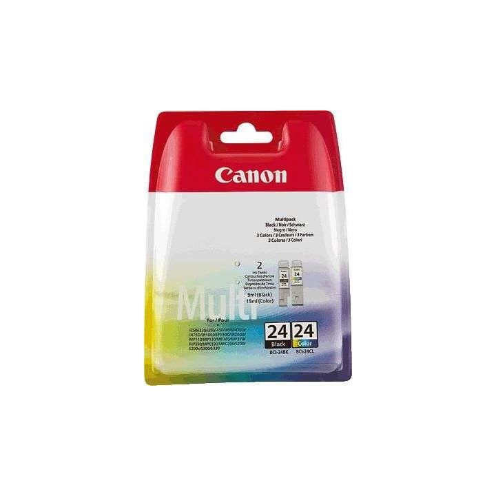 Canon BCI-24BK Black Ink Cartridge Multipack Noir Cartouche d'encre – Cartouche d'encre pour imprimantes (Noir, Jet d'Encre)
