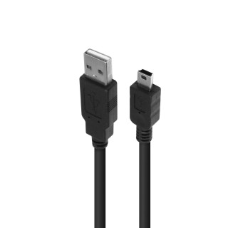 apm 570308 - Cordon Usb 2.0 Usb-A/Mini Usb Mâle/Mâle - 1.80m - Noir