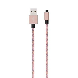 BIGBEN CONNECTED Câble Tissé Micro USB Réversible Rose de 2 Métres
