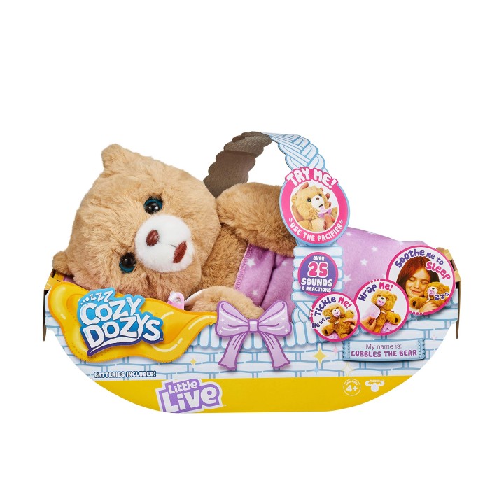 Little Live Pets Cozy Dozy Cubbles Jouet et Compagnon de Sommeil en Forme d'ourson, Multicolore